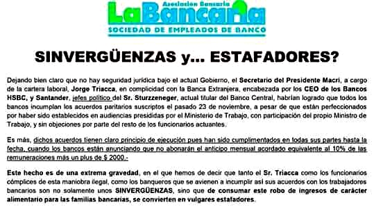 bancaria comunicado sinverguenzas recorte