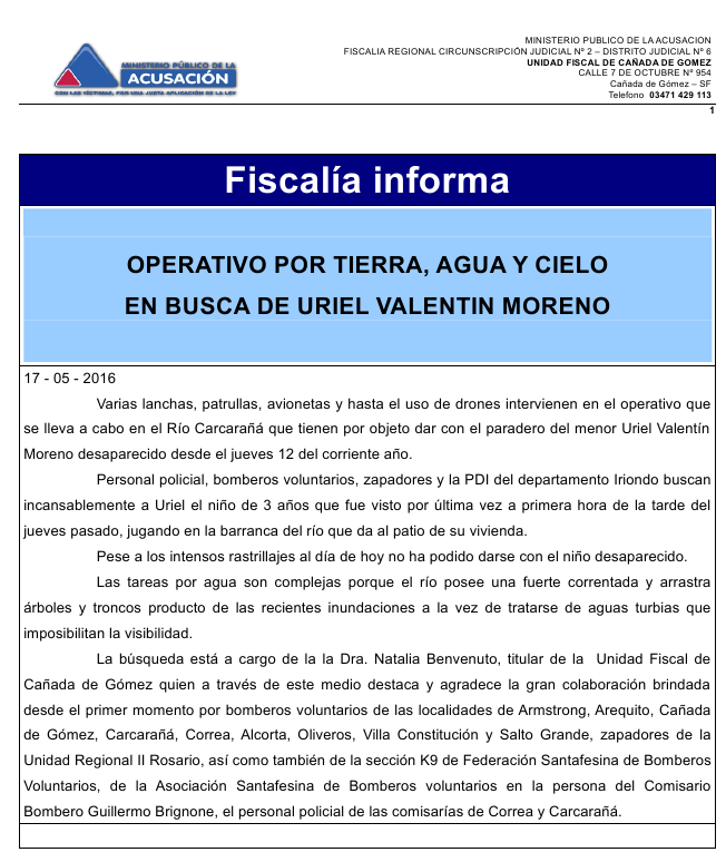 W - MPA informa - AGRADECIMIENTO COLABORADORES - BUSQUEDA URIEL VALENTIN MORENO - 17-05-2016